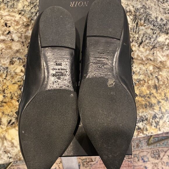 VALENTINO GARAVANI Rockstud Pointed Toe Noir Black Ballet Ballerina Flats - Picture 3 of 9